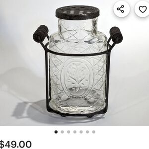 Shaker Antique Glass Metal Top Wire Holder Wood Handles Table Shaker Vase